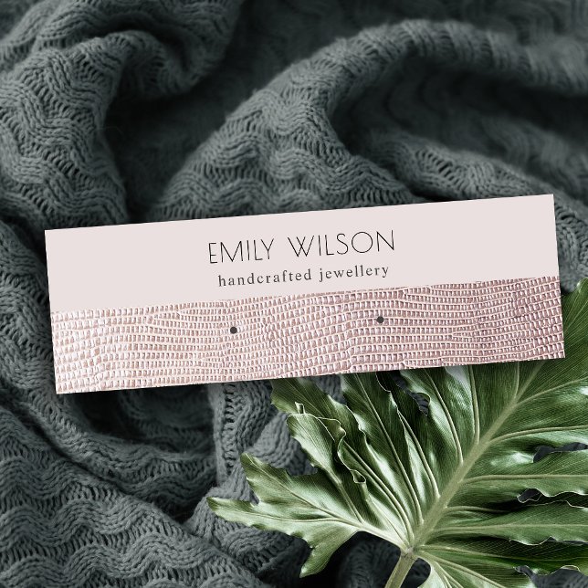 Carte De Visite Mini Blush Pearl Leather Texture Stud Earring Display (Créateur téléchargé)