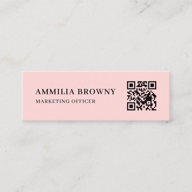 Carte De Visite Mini Blush Pink QR | Feminine Pastel Custom Contact  (Devant)