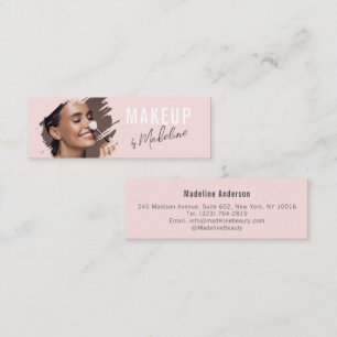 Carte De Visite Mini Blush Rose Noir Écriture Photo Maquillage