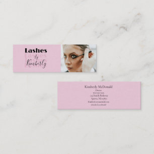 Carte De Visite Mini Blush Rose Noir Script Photo Lash Studio