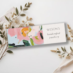 Carte De Visite Mini Boho Colorful Pink Bleu Peint Floral oreille