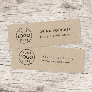 Carte De Visite Mini Bon de boisson Rustic Kraft Corporate Logo Card