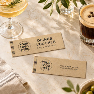 Carte De Visite Mini Bon de boissons l Certificat-cadeau Rustic Kraft 