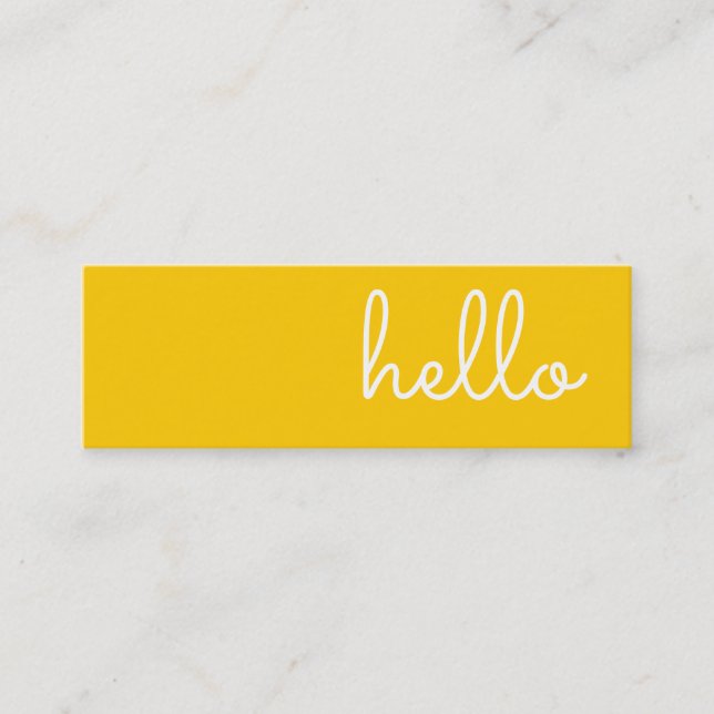 Carte De Visite Mini Bonjour blanc moderne de | et jaune décontractés (Devant)