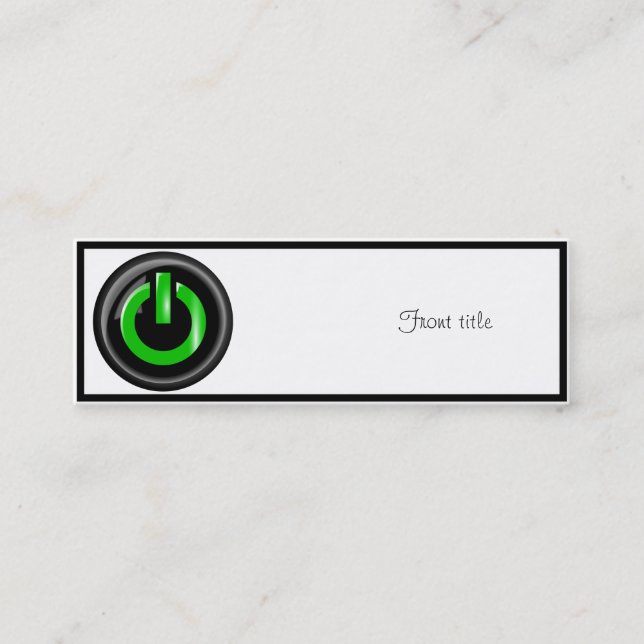 Carte De Visite Mini Bouton d'alimentation noir " Vert sur " (Devant)