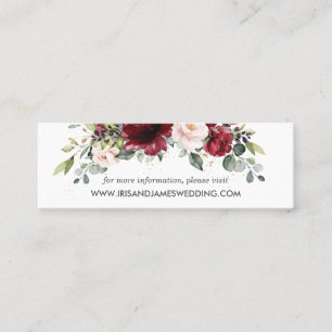 Carte De Visite Mini Burgundy Blush Floral Mariage Website Card Mini