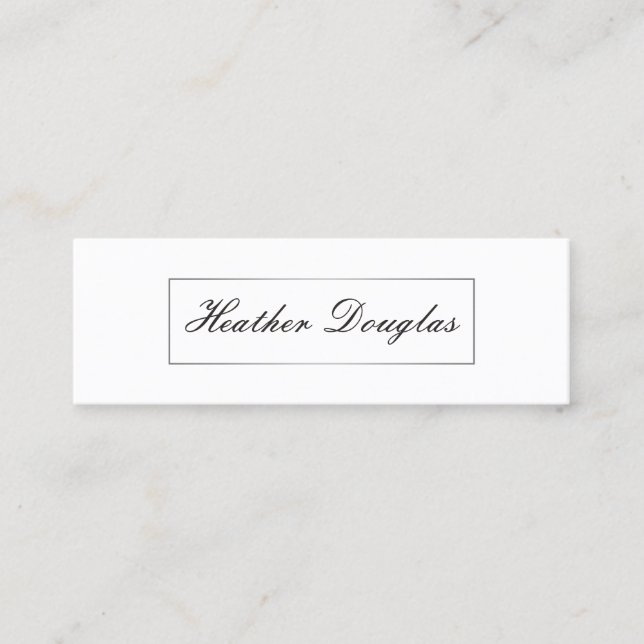 Carte De Visite Mini Cadre en argent / Typographie cursive (Devant)