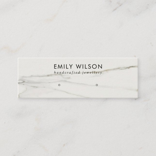 CARTE DE VISITE MINI CALACATTA MARBRE TEXTURE STUD EARRÊT AFFICHAGE (Devant)