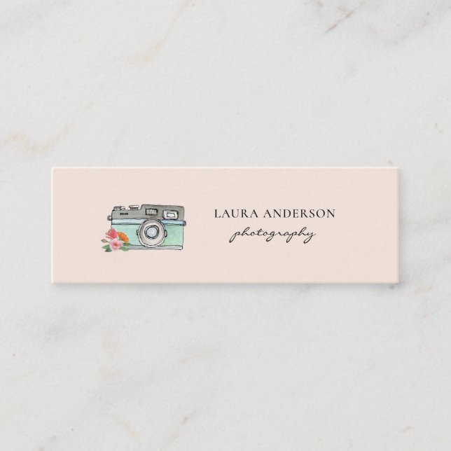 Carte De Visite Mini Caméra d'aquarelle vintage (Devant)