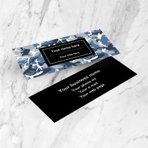 Carte De Visite Mini Camo bleu, Camo d'hiver, Camouflage neige, Militai