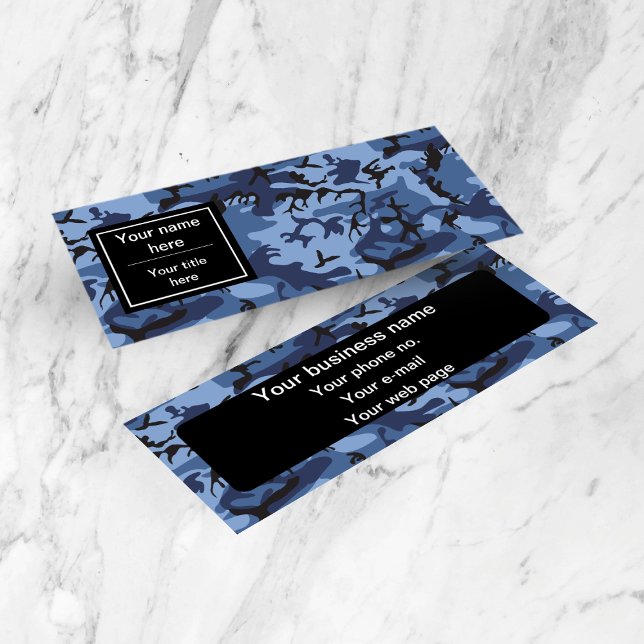 Carte De Visite Mini Camo Navy, Camouflage Bleu, Militaire, Armée (Créateur téléchargé)