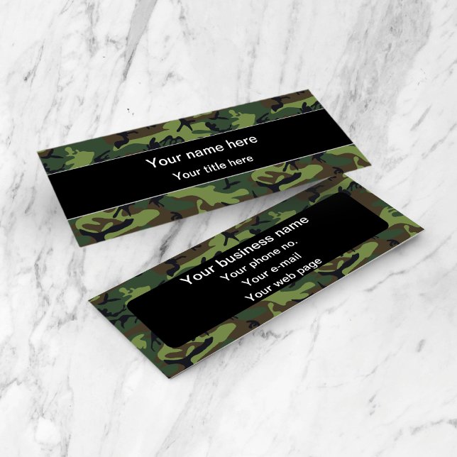 Carte De Visite Mini Camo Vert, Camouflage, Militaire, Armée (Créateur téléchargé)