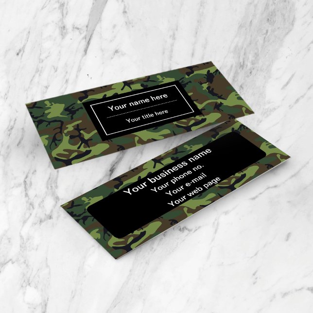 Carte De Visite Mini Camo Vert, Camouflage, Militaire, Armée (Créateur téléchargé)