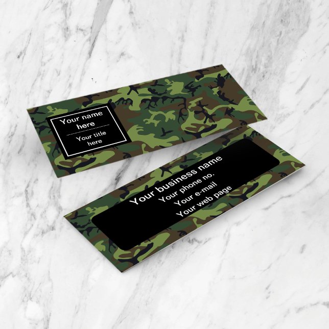 Carte De Visite Mini Camo Vert, Camouflage, Militaire, Armée (Créateur téléchargé)