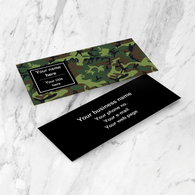 Carte De Visite Mini Camo Vert, Camouflage, Militaire, Armée (Créateur téléchargé)