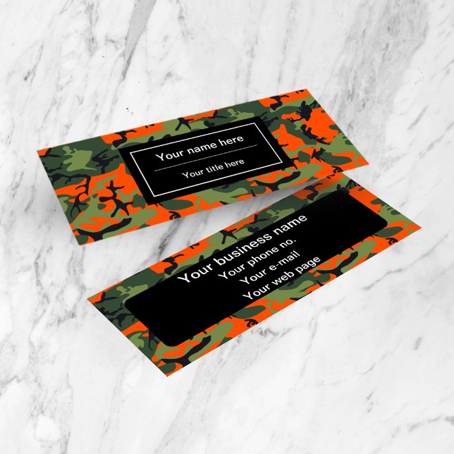 Carte De Visite Mini Camo Vert et Orange, Camouflage, Militaire, Armée (Créateur téléchargé)