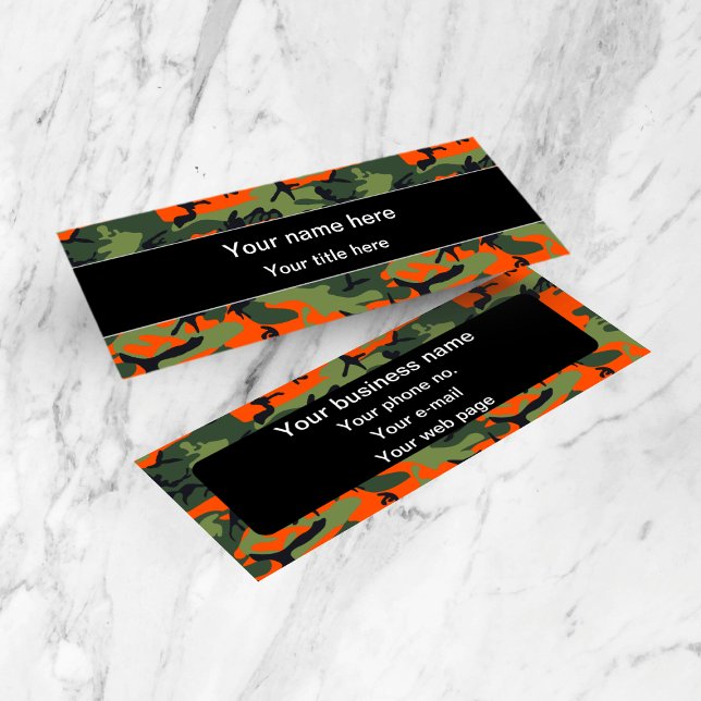Carte De Visite Mini Camo Vert et Orange, Camouflage, Militaire, Armée (Créateur téléchargé)