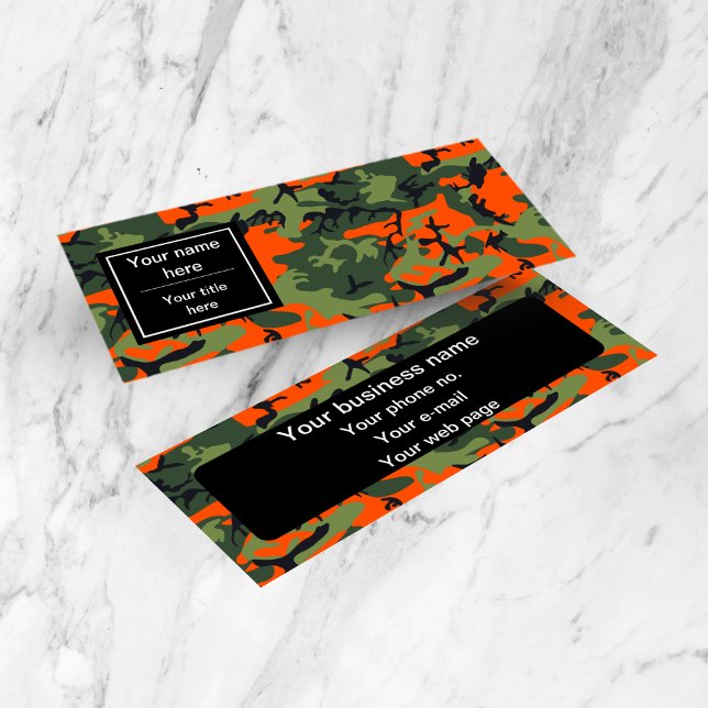 Carte De Visite Mini Camo Vert et Orange, Camouflage, Militaire, Armée (Créateur téléchargé)