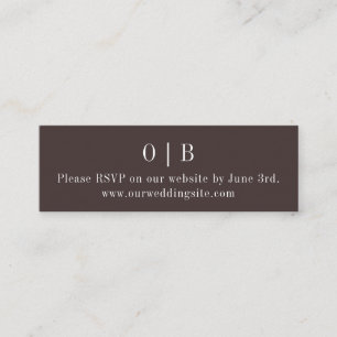 Carte De Visite Mini Carte Mini boîtier Brown Monogram RSVP Website