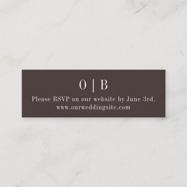 Carte De Visite Mini Carte Mini boîtier Brown Monogram RSVP Website (Devant)