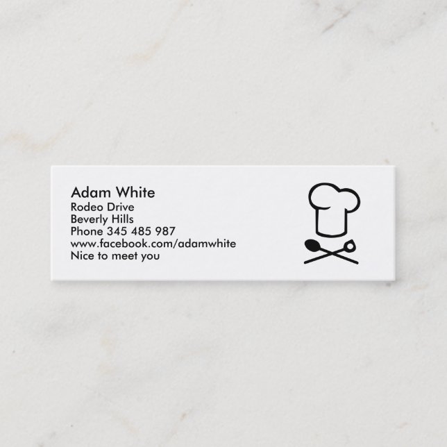 Carte De Visite Mini Casquette de cuisine de chef (Devant)