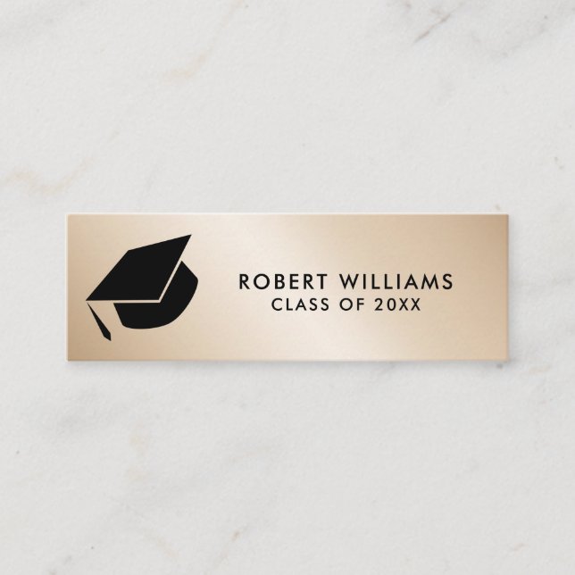 Carte De Visite Mini Casquette de graduation Gold Metallic Grad Insérer (Devant)