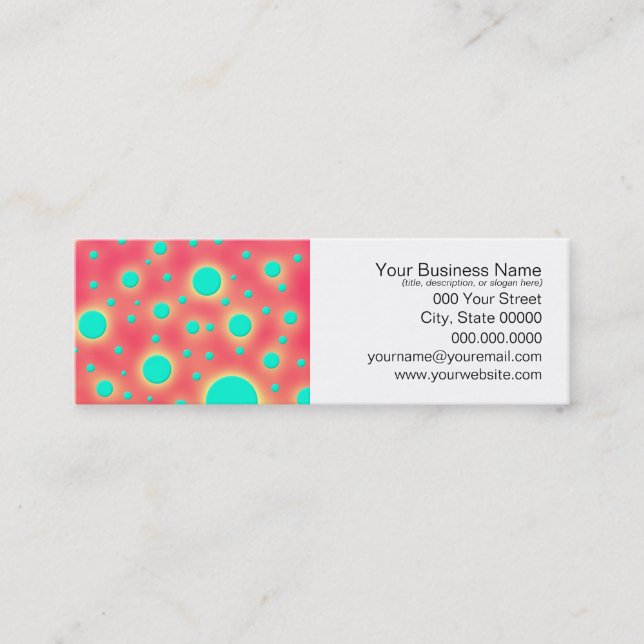 Carte De Visite Mini Cercles turquoise sur le rose vif design moderne (Devant)