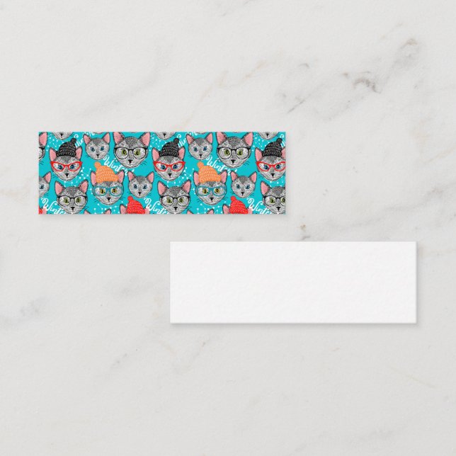 Carte De Visite Mini Chat dans le casquette (Devant / Derrière)