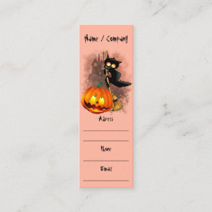 Carte De Visite Mini Chat Fun Halloween personnage effrayé par un Citr