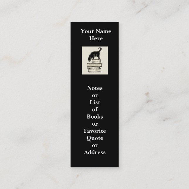 Carte De Visite Mini Chat sur le mini signet de livres à customiser (Devant)