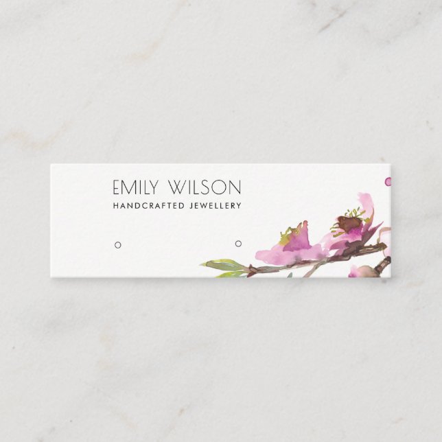 CARTE DE VISITE MINI CHERRY BLOSSOM FLORAL STUD EARRY AFFICHER LOGO (Devant)