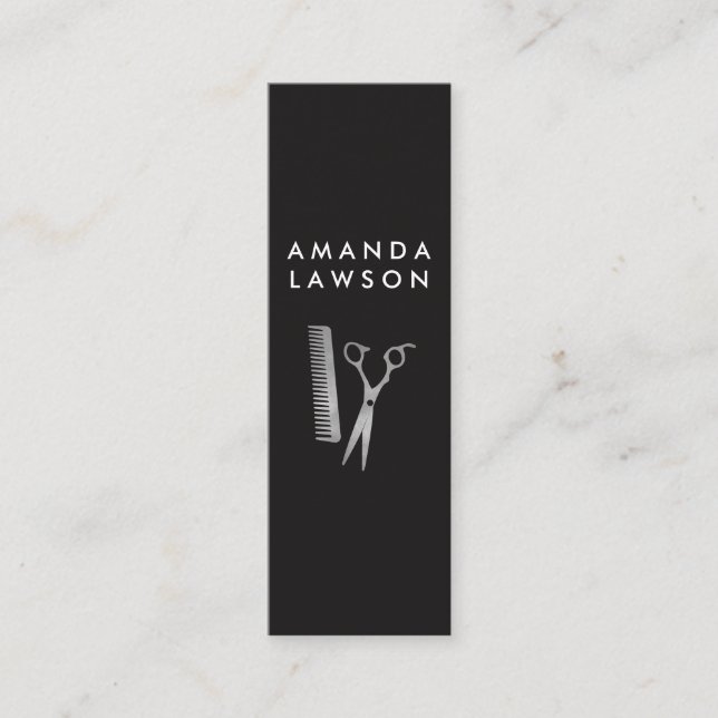 Carte De Visite Mini Cheveux chic chic chic chic et peigne gris (Devant)