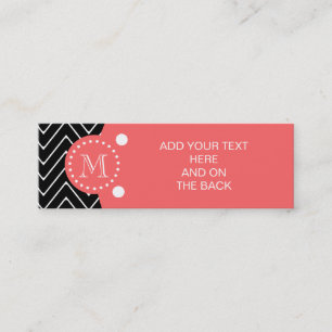 Carte De Visite Mini Chevron noir et de corail avec le monogramme fait