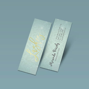 Carte De Visite Mini Chic Blue Gold Lashes Script maquillage Artiste
