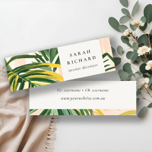 Carte De Visite Mini Chic Boho Blush Green Tropical Palm Plage Feuille