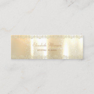 Carte De Visite Mini Chic Élégant Charme, Faux Or, Dentelle Dorée