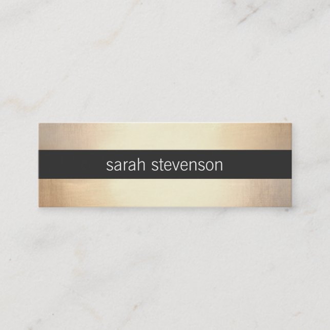 Carte De Visite Mini Chic Gold FAUX Foil Look Black Stried Moderne (Devant)