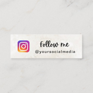 Carte De Visite Mini Chic Marbre Suivre Instagram Social Media QR Code