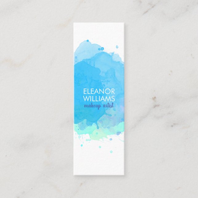 Carte De Visite Mini Chic moderne bleu Carré d'aquarelle (Devant)