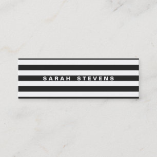 Carte De Visite Mini Chic noir et blanc rayé moderne Salon & Spa