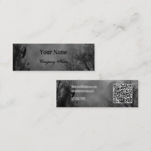 Carte De Visite Mini Ciel hanté avec Ravens et code QR Personnalisé
