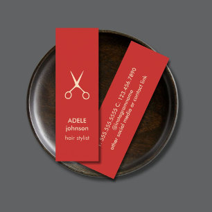 Carte De Visite Mini Ciseaux pastel rouge minimaliste Coiffeur