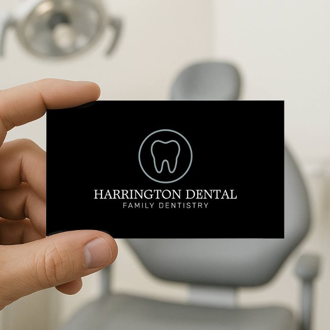 Carte De Visite Mini classique dentiste dentiste logo Mint Noir (Créateur téléchargé)