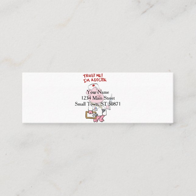 Carte De Visite Mini Cochon de médecin avec seringue à la main| choisir (Devant)