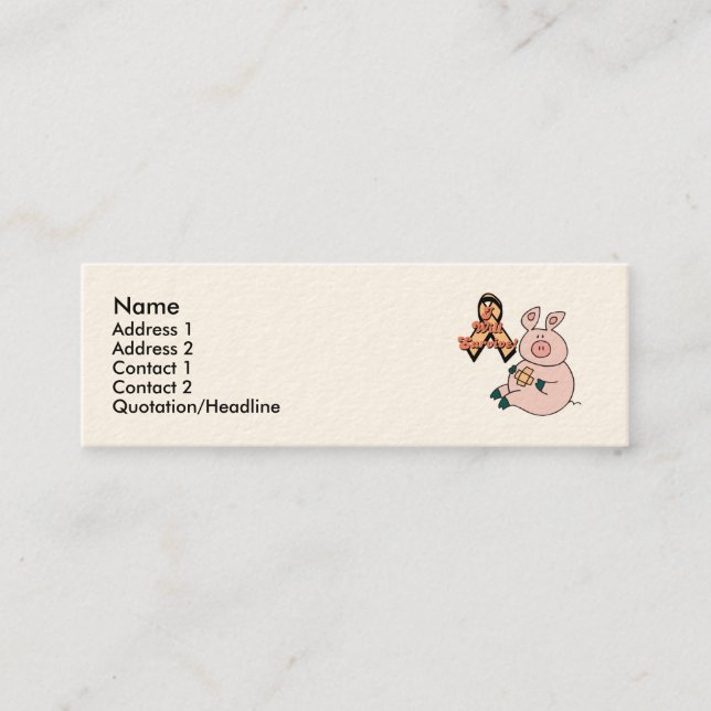 Carte De Visite Mini cochon de ruban de pêche, Nom, Adresse 1, Adresse  (Devant)