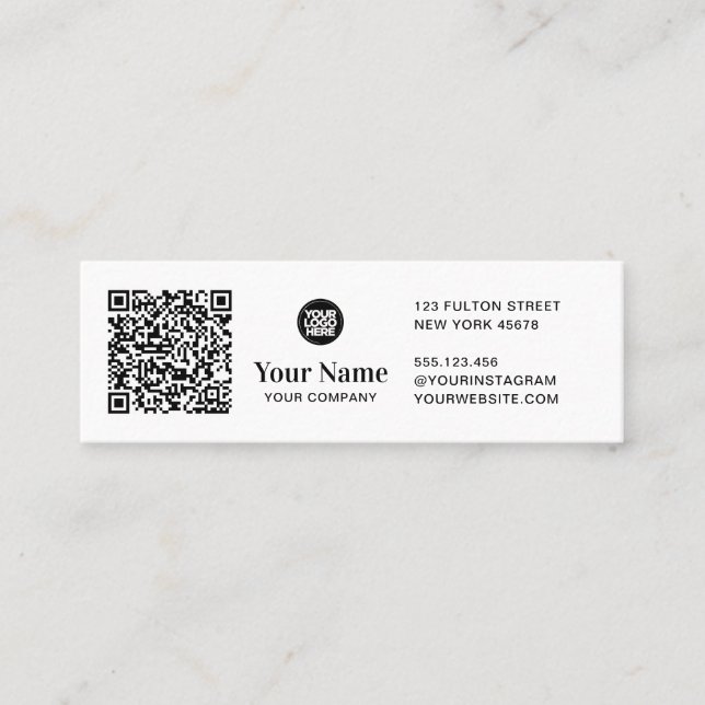 Carte De Visite Mini Code QR de logo d'entreprise simple et moderne (Devant)