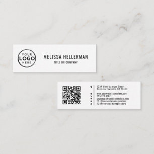 Carte De Visite Mini Code QR de logo professionnel blanc