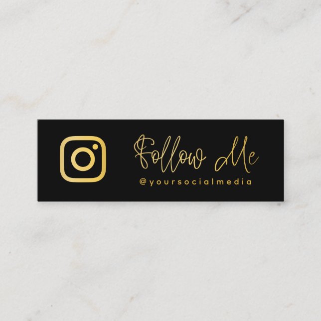 Carte De Visite Mini Code QR de médias sociaux Black And Gold  (Devant)