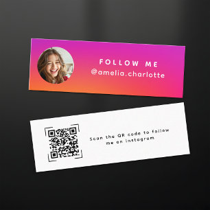Carte De Visite Mini Code QR de réseau social à dégradé moderne