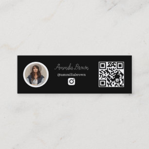 Carte De Visite Mini Code QR Instagram noir Lien d'influenceur sur le